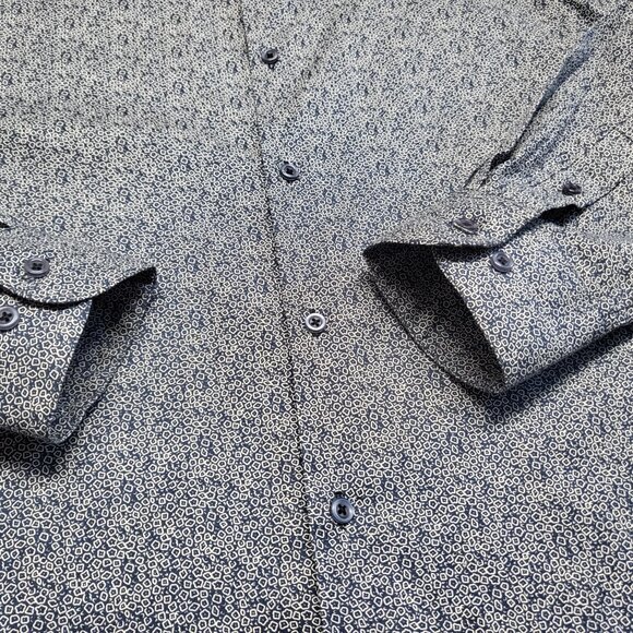Adrienne Vittadini Mens Dress Shirt L 16.5 32/33 Slim Fit Geometric Button Up - Picture 6 of 16